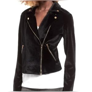Leith Velour Moto Style Jacket Size Black w/Gold Hardware, size S